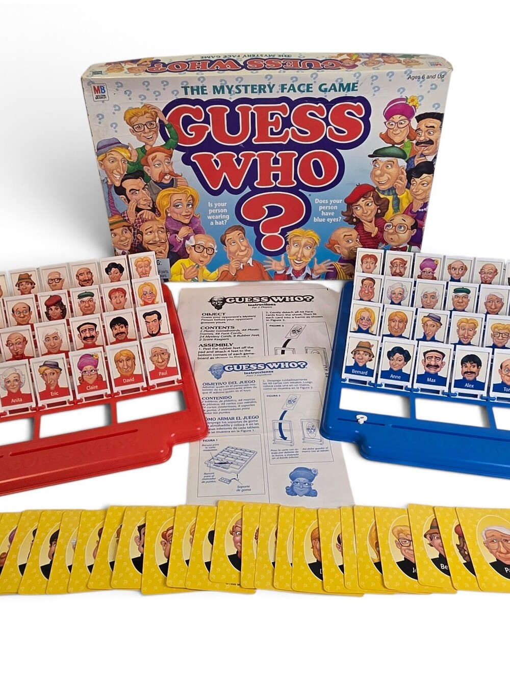 1998 Guess Who? Game by Milton Bradley, English & Spanish Instructions COMPLETE